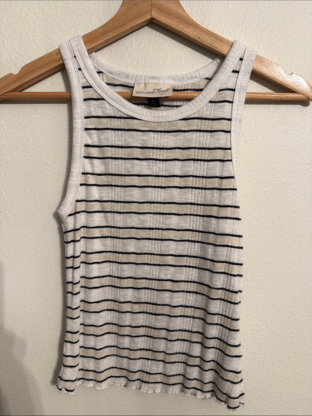 Universal Thread White Tank with Black Stripes